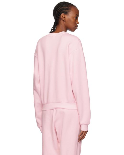 Skims Pink Cotton Fleece Classic Crewneck Sweatshirt