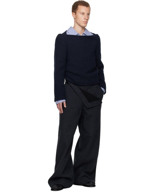 Chemise Bleu Marine En Laine Dries Van Noten pour homme en coloris Blue