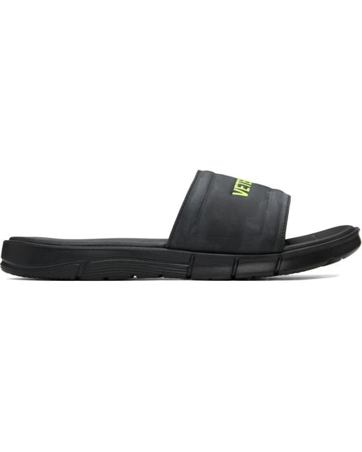 Vetements Black Reebok Edition Logo Pool Slides for men
