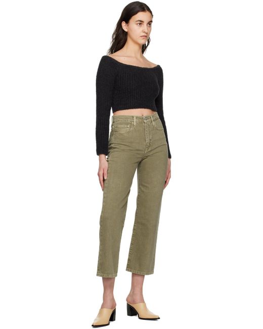 FRAME Green Khaki Le Jane Crop Jeans