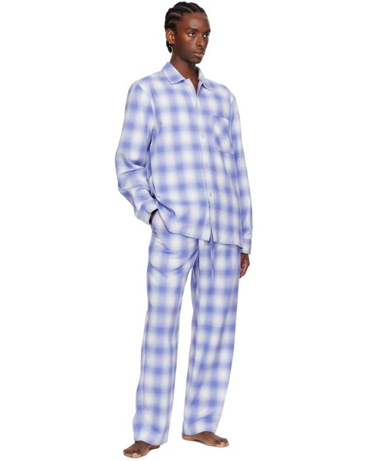 Pantalon de pyjama bleu à carreaux Tekla pour homme en coloris Blue
