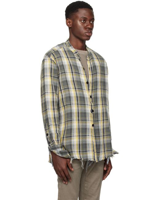 Chemise grise à carreaux Greg Lauren pour homme en coloris Black