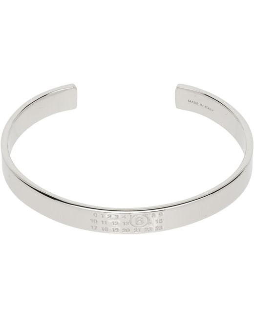 MM6 by Maison Margiela Black Numerical Minimal Signature Cuff Bracelet for men