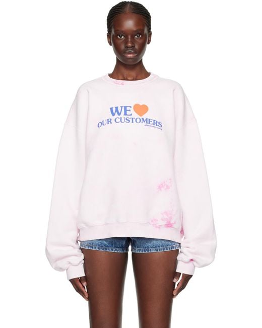 Alexander Wang White Pink 'we Love Our Customers' Sweatshirt