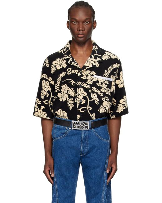 MARINE SERRE Black Jacquard Shirt for men