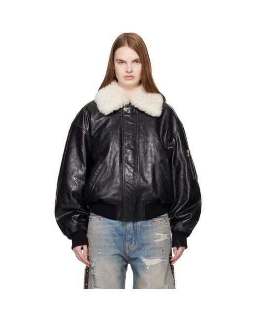 Amiri Black Ma Quad Leather Bomber Jacket