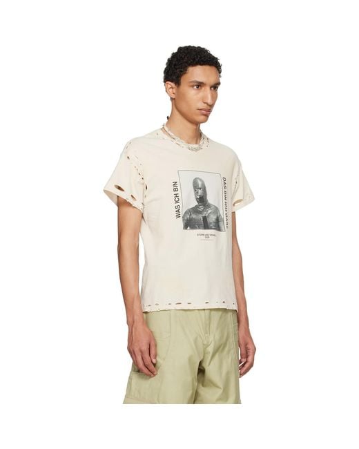 HYACYN Natural Off- Eet Stains Distressed 'Was Ich Bin' T-Shirt for men