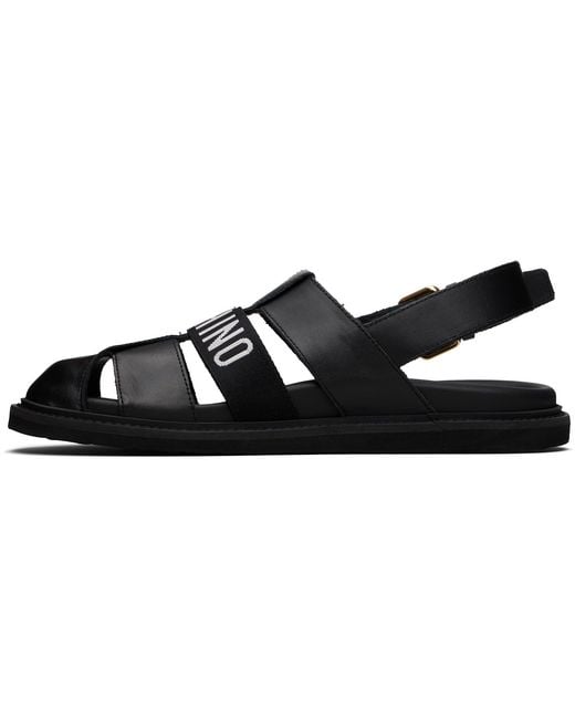Moschino Black Calfskin Sandals for men