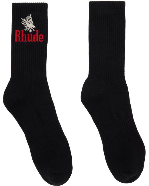 Chaussettes noires à image à logo Rhude pour homme en coloris Black