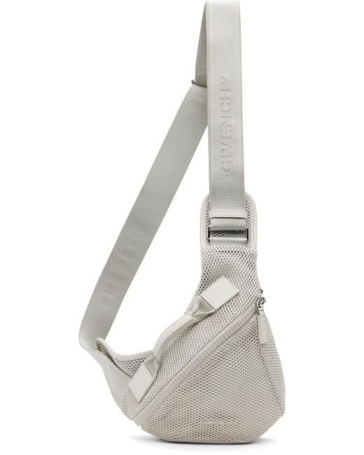 Petit sac triangulaire gris à glissière à logos Givenchy pour homme en coloris White