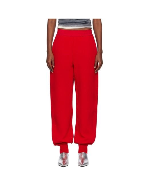 Jil Sander Red Wool Crepe Double Face Lounge Pants