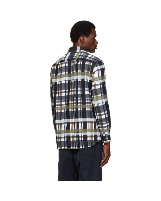 Bottega Veneta Black Cotton Check Shirt for men