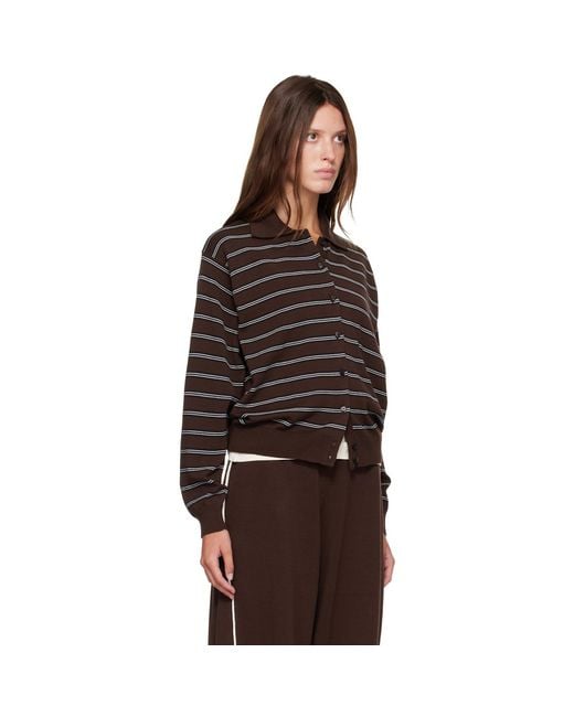 Cordera Brown Organic Cotton Striped Polo Cardigan
