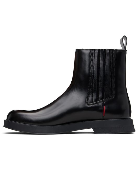 HUGO Black Embossed-Logo Faux-Leather Chelsea Boots for men