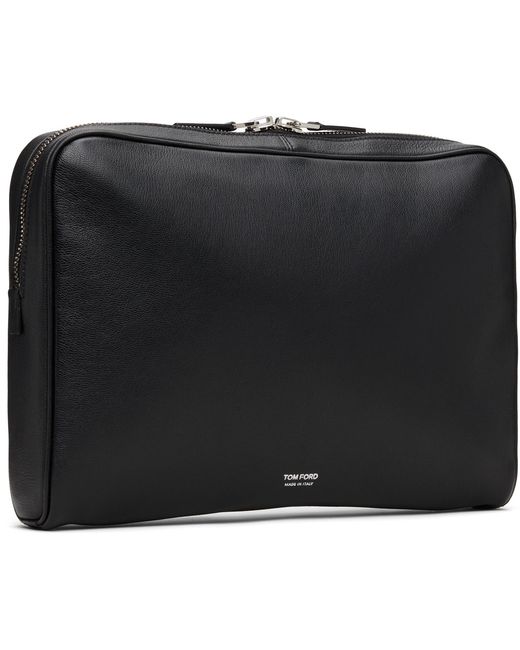 Tom Ford Black Grain Leather Minimal Laptop Pouch for men