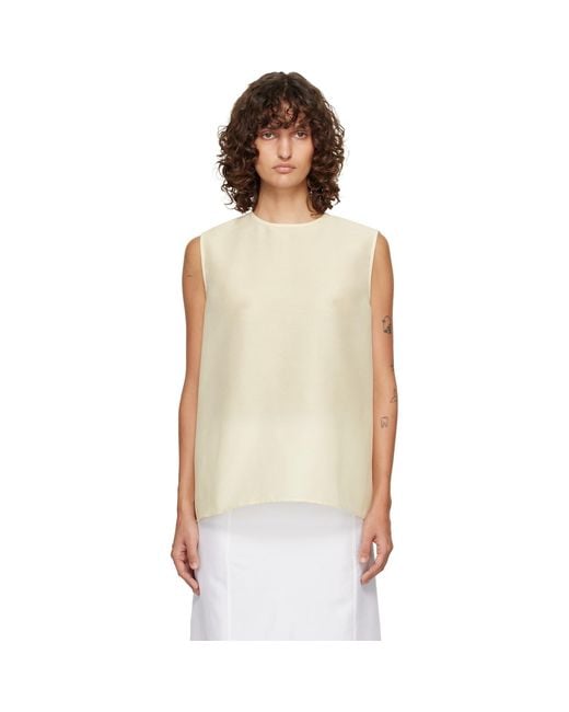 LE17SEPTEMBRE White Off- Boucle Back Button Sleeveless Top
