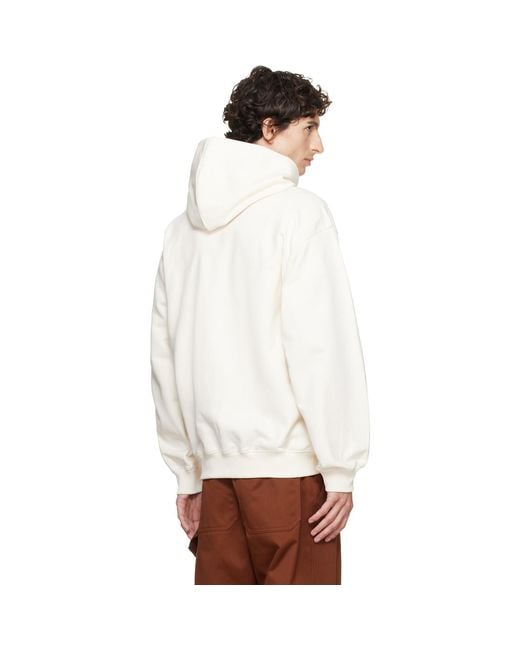 Helmut Lang White Off- Logo Hoodie for men