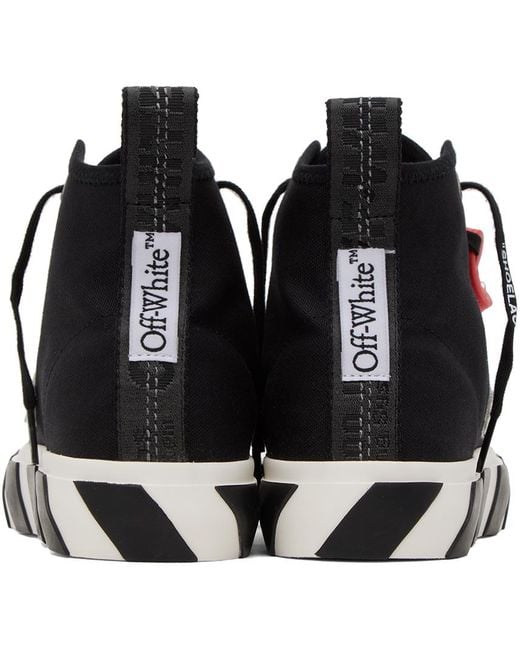 Off-White c/o Virgil Abloh Black Mid Top Vulcanized Canvas Sneakers for men
