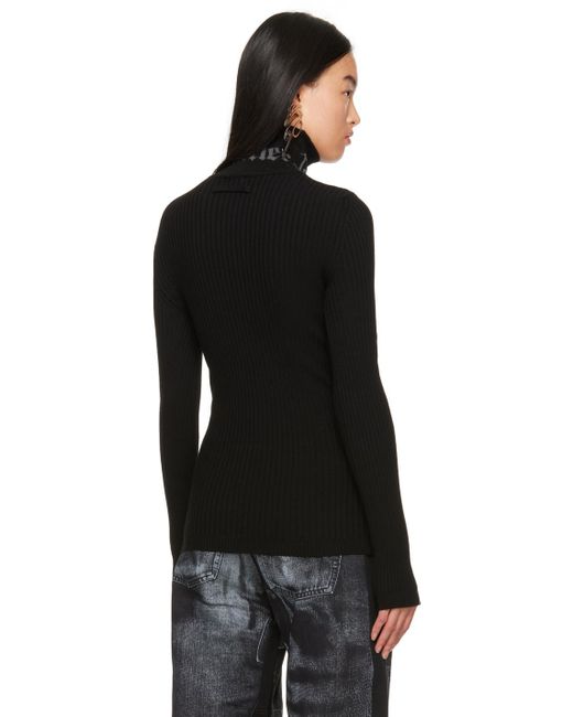 Col roulé noir à logo en tricot jacquard Jean Paul Gaultier en coloris Black