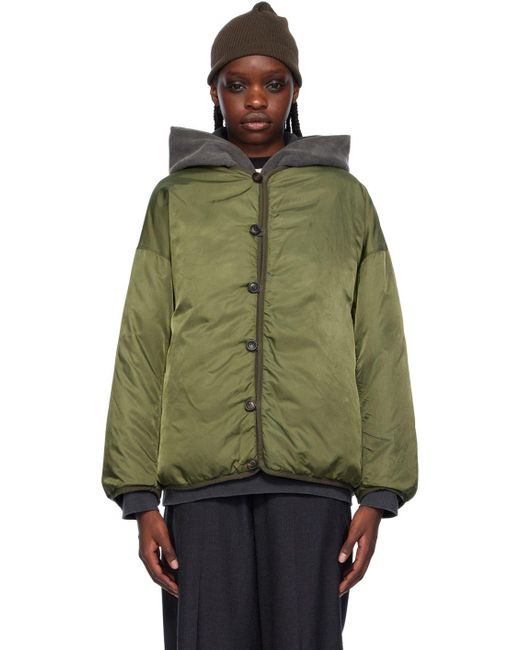 Visvim Khaki Reversible Down Jacket in Green | Lyst