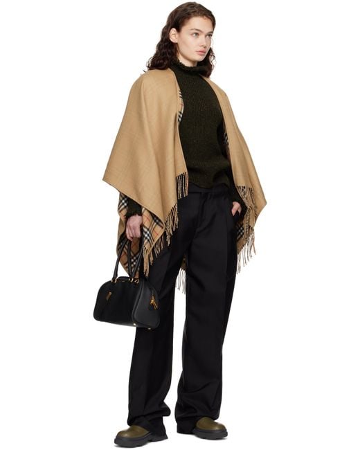 Burberry Black Check Wool Reversible Cape