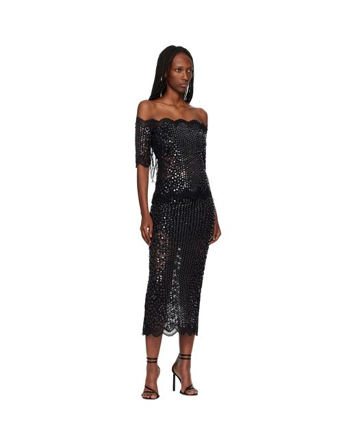 Rabanne Black Sequinned Midi Skirt