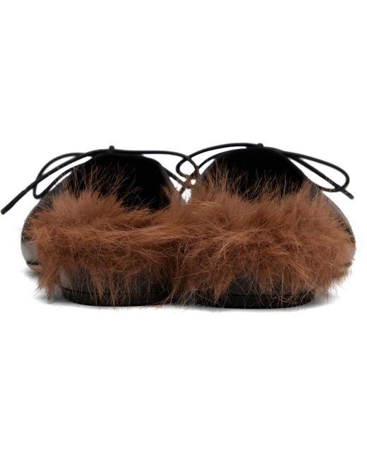 Simone Rocha Brown Faux-Fur Lined Mule Loafers