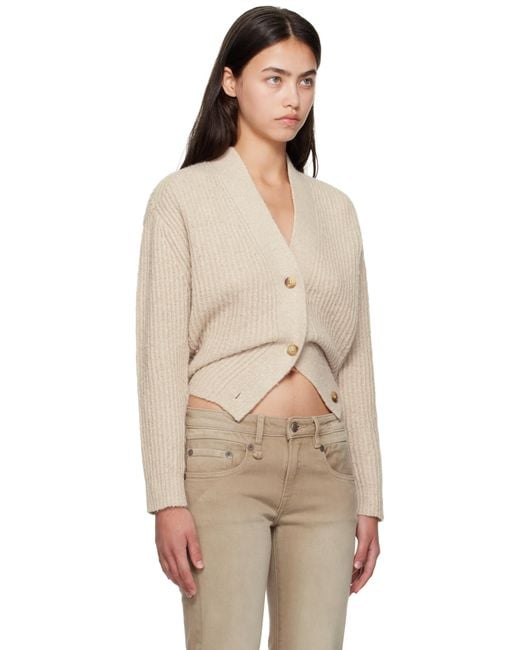 R13 ベージュ Split Hem リブ カーディガン Natural