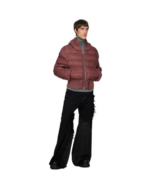 Rick Owens Red Concordians Hooded Down Jacket for men