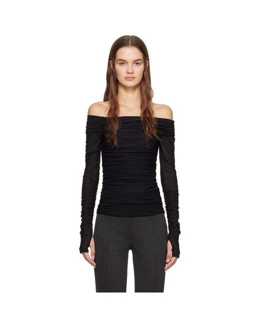 Helmut Lang Black Ruched Long Sleeve T-shirt