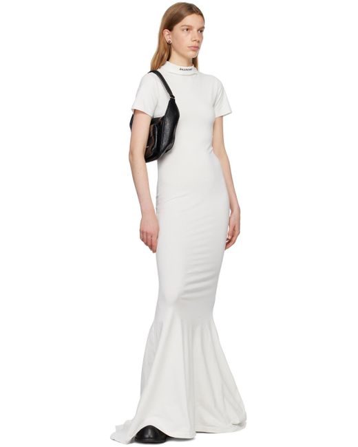Balenciaga Black White Embroidered Maxi Dress