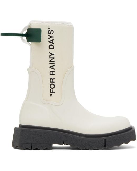 Off bottes de pluie blanc cass semelle en caoutchouc Off White