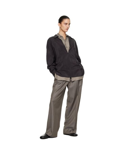 Ssstein Black Silk Nylon Skipper Shirt