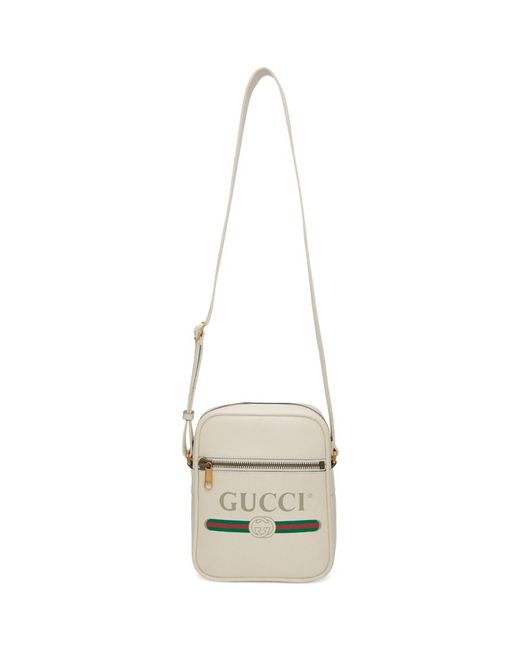 Gucci White Print Messenger Bag for men