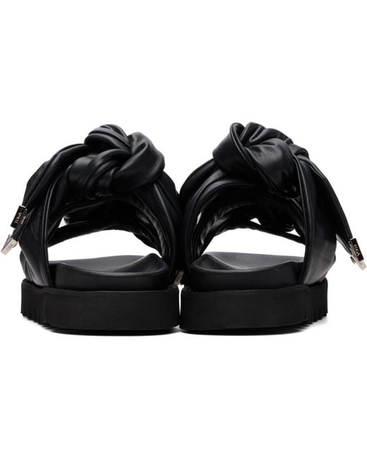 Toga Black Leather Flat Sandals