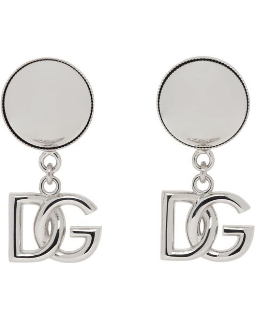 Boucles d'oreilles argentées à logo dg édition kim kardashian Dolce & Gabbana en coloris Metallic