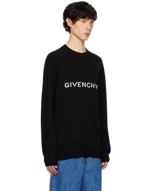 Pull noir à logo en tricot jacquard Givenchy pour homme en coloris Black