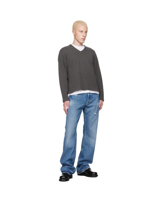 Lady White Co. Black Cropped V-Neck Sweater for men