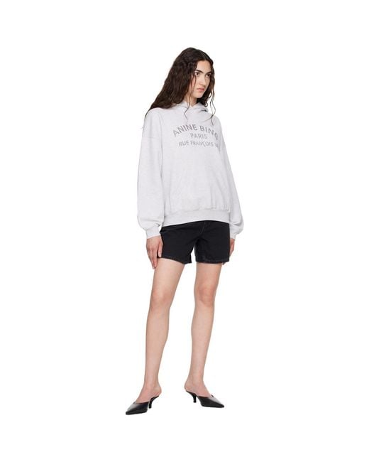 Anine Bing White Harvey Paris Stencil Hoodie
