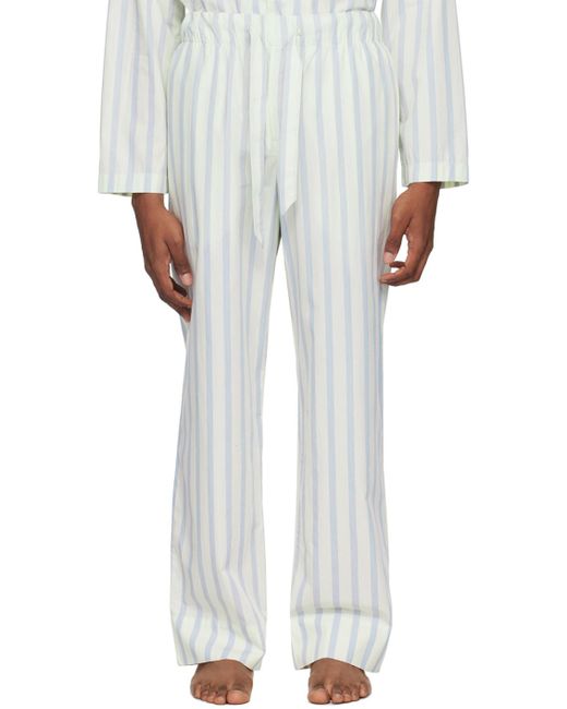 Pantalon de pyjama blanc et bleu à cordon coulissant Tekla pour homme en coloris White