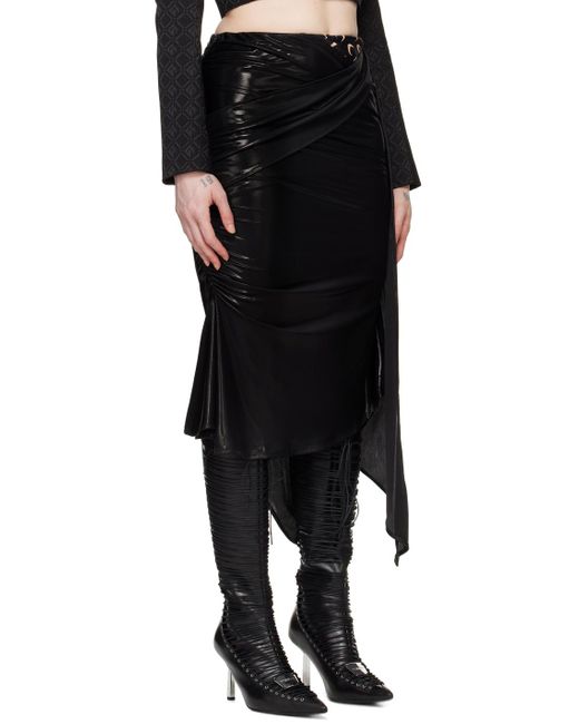 MARINE SERRE Black Regenerated Midi Skirt