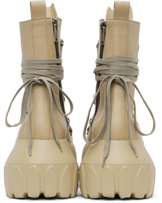 メンズ Rick Owens ベージュ Hollywood Megalace Mega Tractor ブーツ Natural