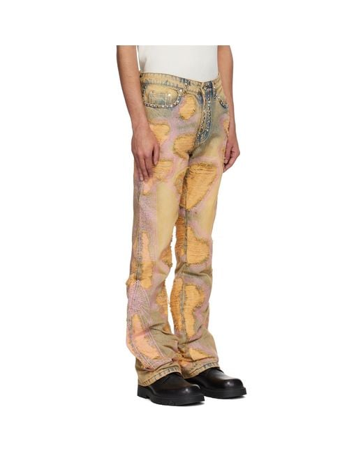 Who Decides War Blue Stud Distressed Jeans for men