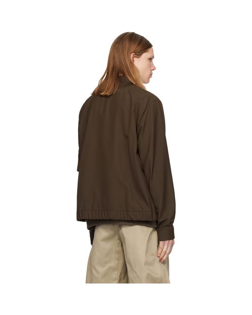 Sacai Brown Suiting & Nylon Twill Bomber Jacket for men
