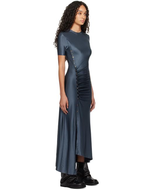 Rabanne Black Stretch Viscose Gathered Midi Dress