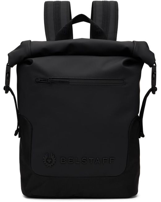 Belstaff Black Rolltop Backpack for men
