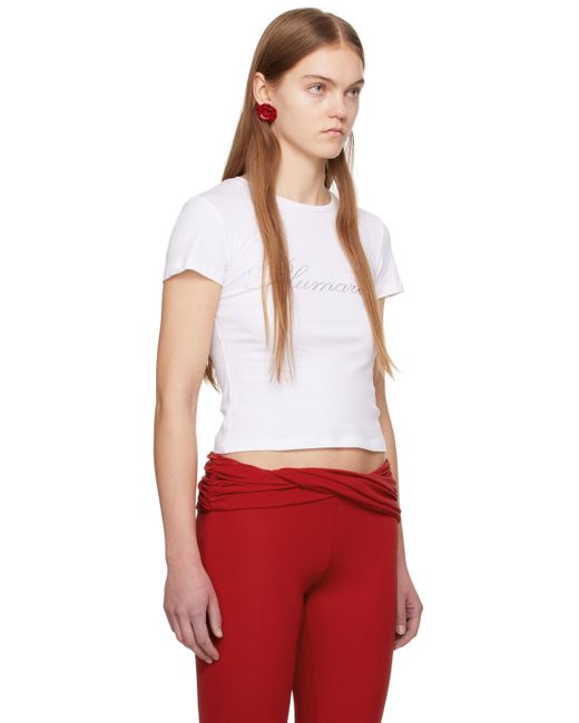 Blumarine Red White Crystal T-shirt