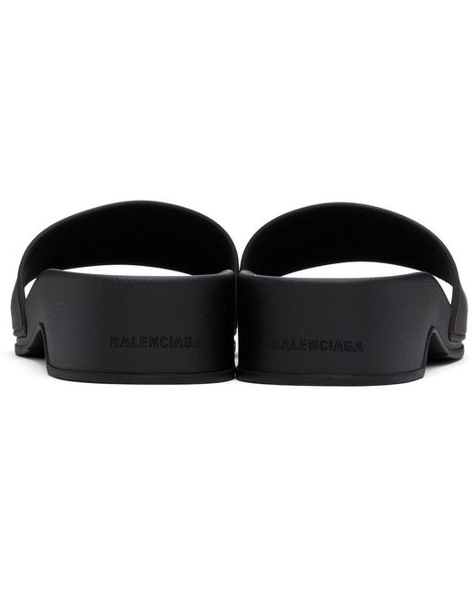 Balenciaga Rubber Black Pool Bb Wedge Slide Sandals Lyst