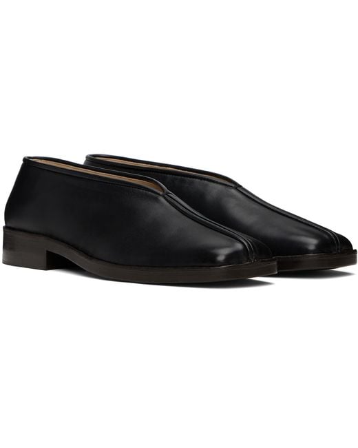 Lemaire Black Flat Piped Slippers for men