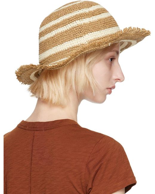 Rag & Bone Brown Beige Frills Rollable Bucket Hat